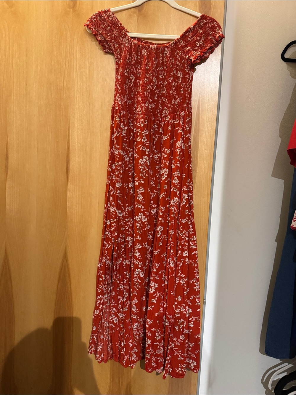 Red floral Shein maxi dress